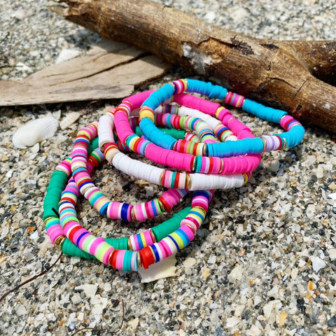 Multi-colored Heishi Bracelet Set